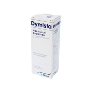 Box and bottle of Dymista Nasal Spray for allergic rhinitis relief