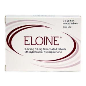 Box of Eloine Tablets used for contraception