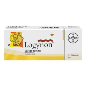 Box of Logynon Tablets for hormonal birth control