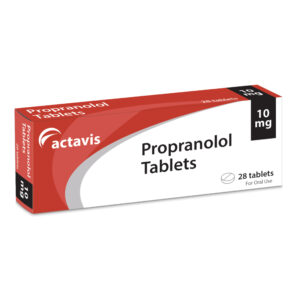 Box of Propranolol tablets for blood pressure and anxiety