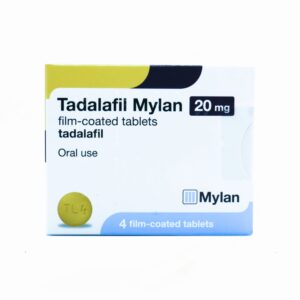 Box of Tadalafil Mylan film-coated tablets for erectile dysfunction