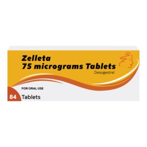Blister pack of Zelleta 75 microgram Tablets for contraception