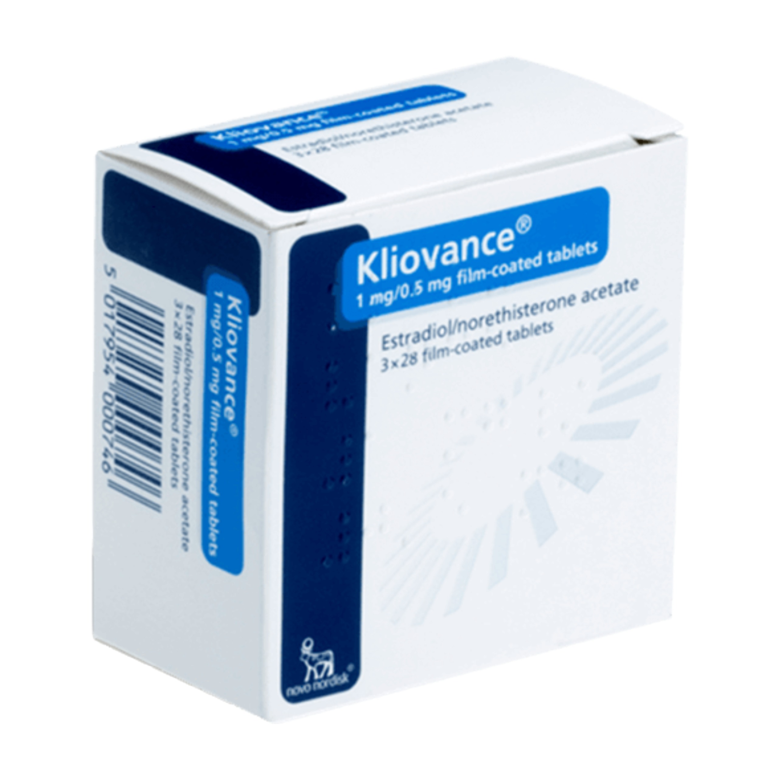 Box of Kliovance used to treat menopause symptoms
