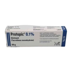 Tube of Protopic 0.1% Ointment for eczema treatment