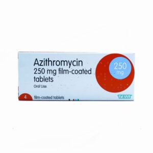 Azithromycin antibiotic tablets used to treat bacterial infections