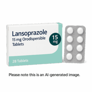 Box of Lansoprazole 15 mg Orodispersible Tablets used for acid reflux