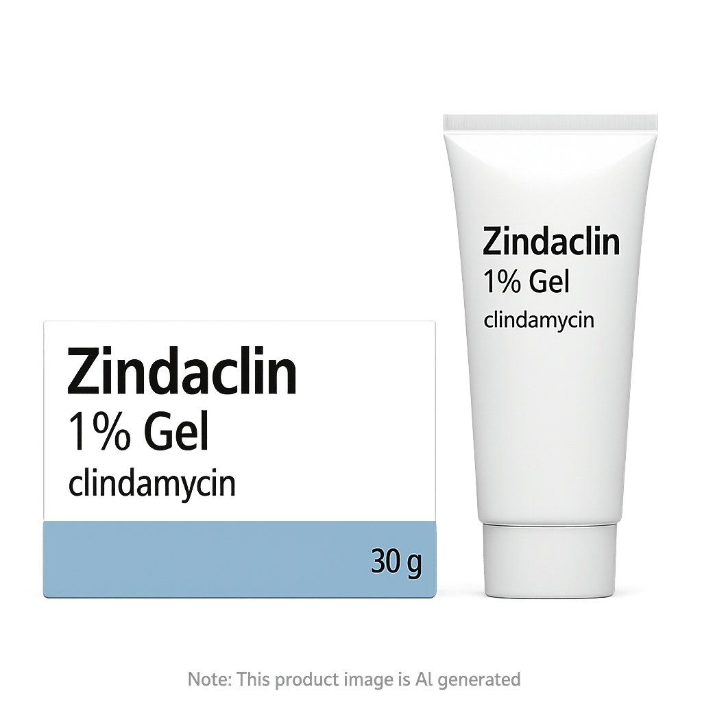 Box of Zindaclin 1% Gel used for acne treatment